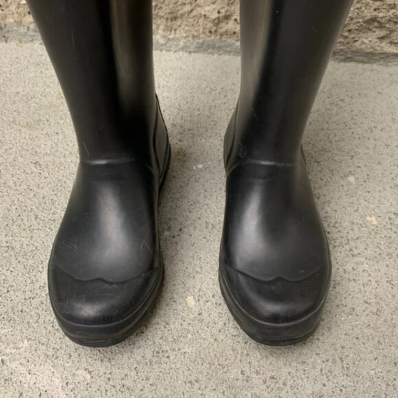 HUNTER Original Rain Boots US 2 EU 32 Big Kids Black High Gum Boot Rubber - Picture 14 of 15